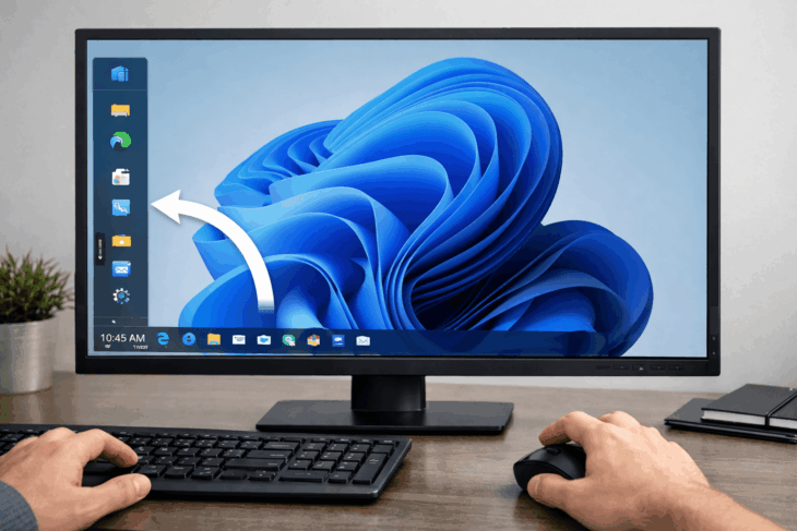 Перемещение панели задач Windows 11 к левому краю экрана
